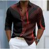 Men's Stripe Printed Long Sleeve Shirts Casual Cardigan New Button Holiday Fashion Shirts