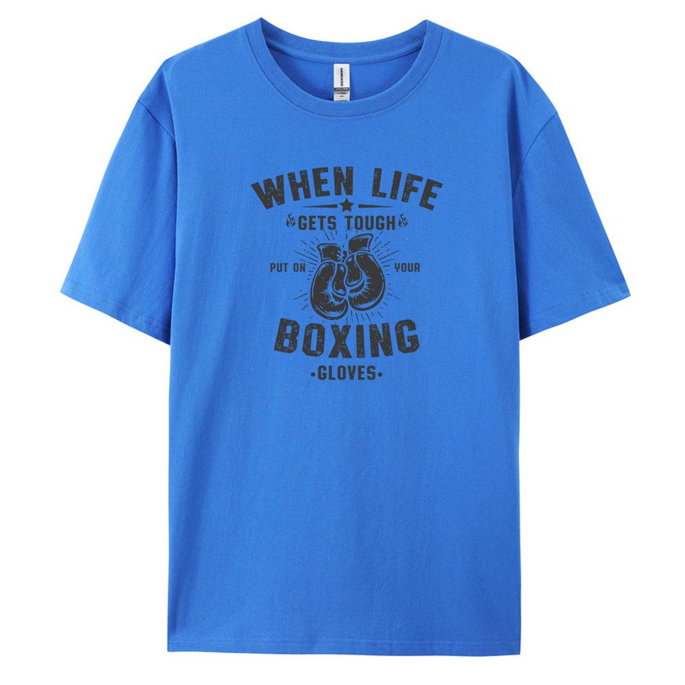 Boxing Comfortable Mens Loose Fit Tshirt with Stylish Prints Vintage and Short Sleeved