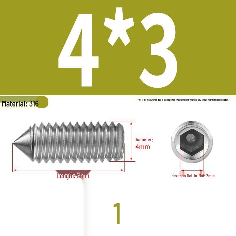 12.9 Edelstahl 304 Innensechskant Kegelspitze Gewindestift M2/M3