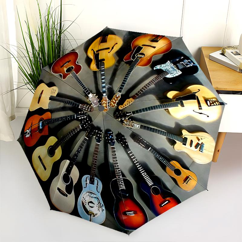 1PC Music Theme Umbrella Portable Folding Umbrella Iron Frame Hole Bone Structure Outdoor Home Umbrella A23