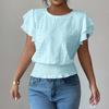 Women's Casual  Hollow-out  Sleeve Round Neck Short-sleeved T-shirt Top