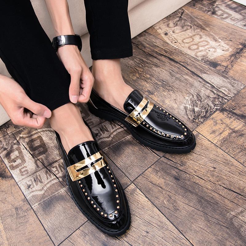 Luxury Brand Men's Shiny Leather Shoes Soft Soles Comfortable Loafers Versatile Commuting Shoes Men's Business Casual Shoes