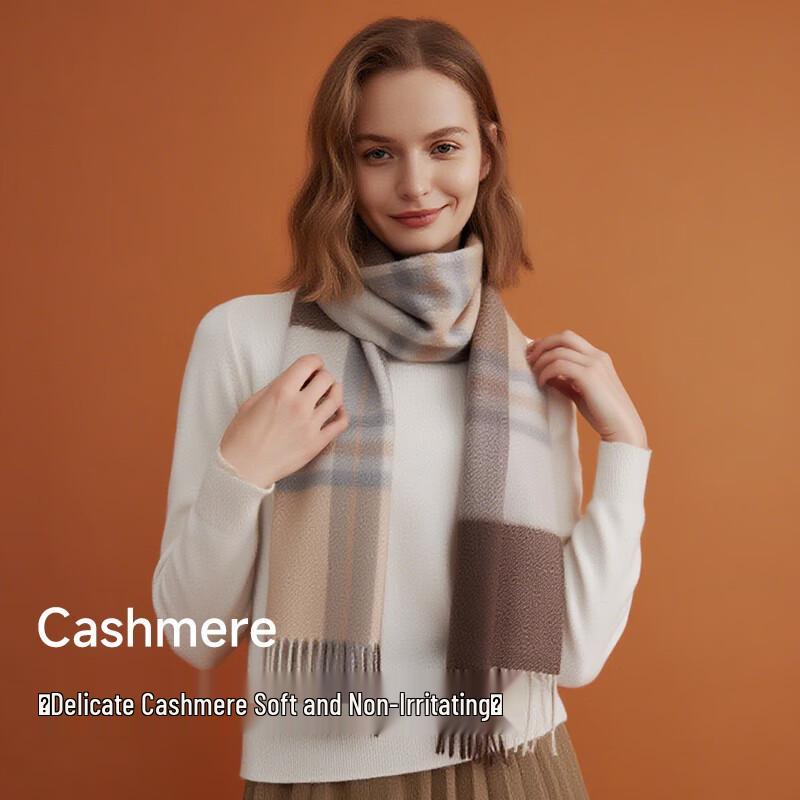 Hengyuanxiang Women's Cashmere Blend Plaid Scarf