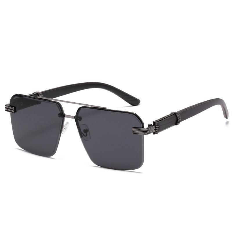 

2022 Wood Grain Irregular Square Metal Sunglasses - Trendy European & American Style