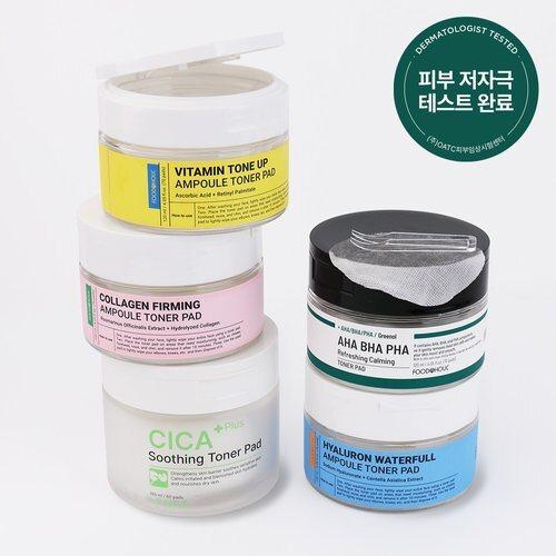 [FoodaHolic](1+1) FoodaHolic Low-Irritation Toner Pad, Toner Skin Pack, 2-Piece Set (60+70 Sheets) Select 1_631373 Cica + Hyaluronic Waterfull