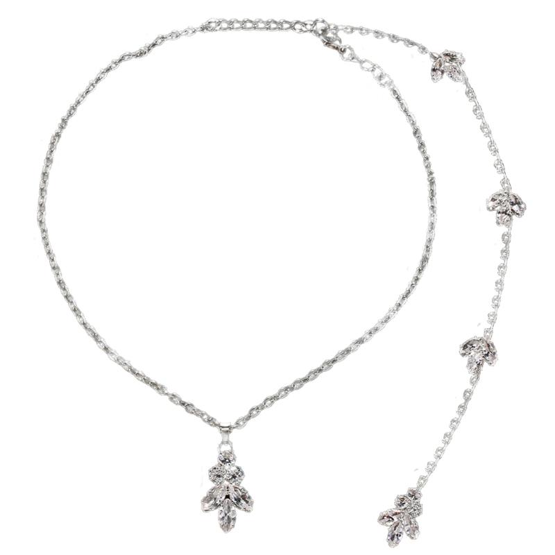 Элегантное ожерелье на спину со стразами для женщин, сверкающая хрустальная свадебная цепочка на спину, украшение для вечернего платья, цепочка для тела серебряный