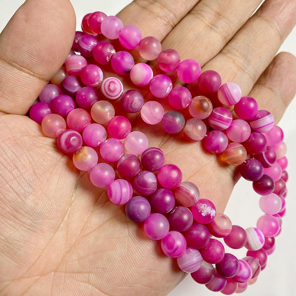 6 8 10 MM  Matte Natural Stone Beads Polished Blue Stripes Agates Stone Beads Diy Spacer Loose Beads for Jewelry Making Bracelet