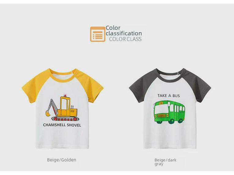 2025 Summer New Kids' Short-Sleeved Car T-Shirts for Boys by 27kids