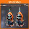 Themed Halloween Hooded Jacket Skull Pattern Droplet Shaped Acrylic Earrings