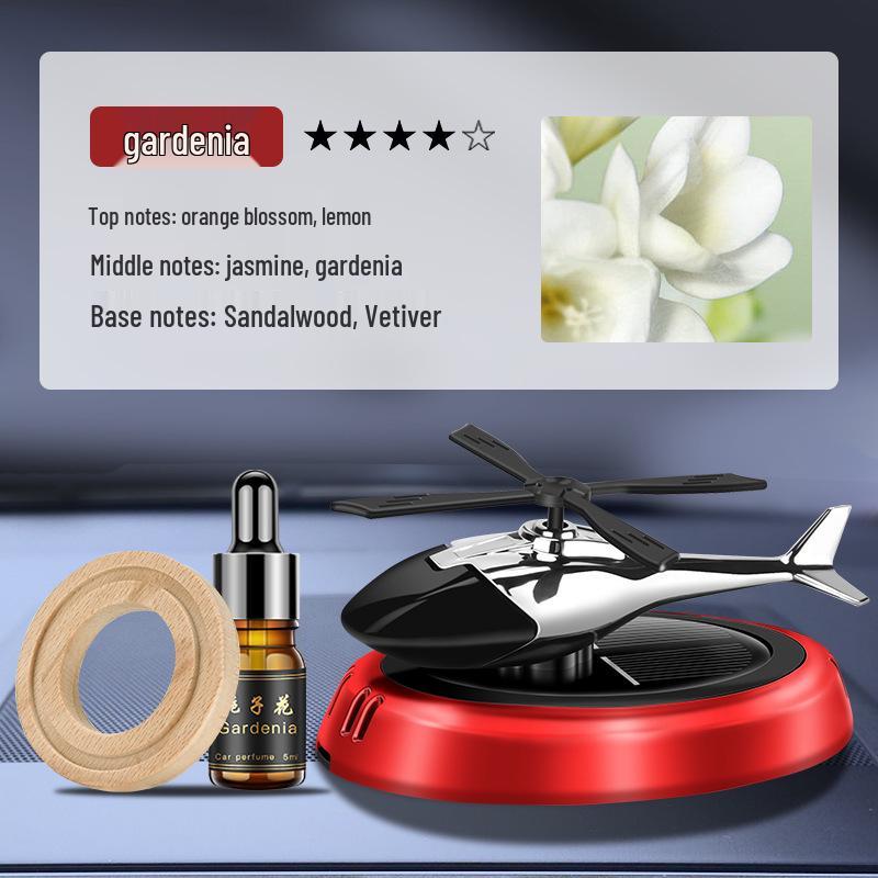 Solar-Powered Rotating Airplane Car Air Freshener - Gardenia Scent