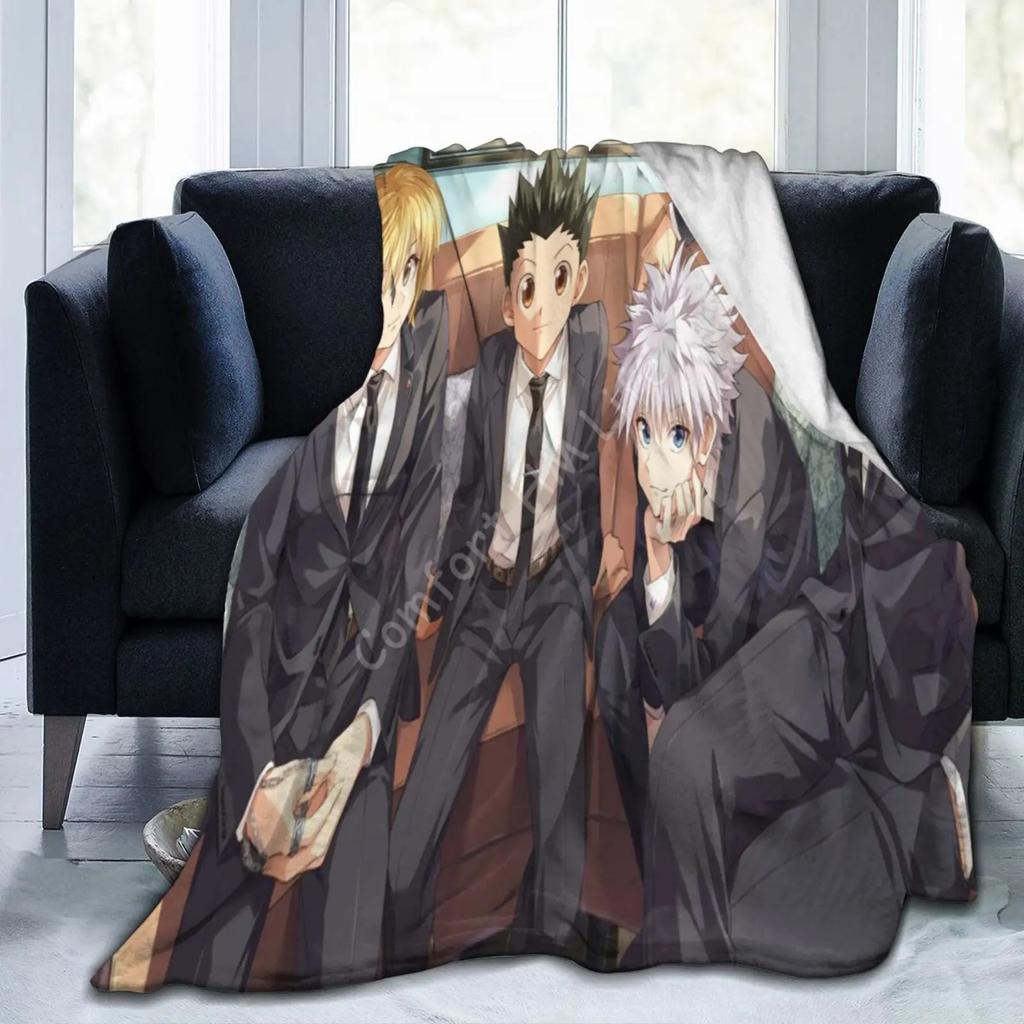 Hunter X Hunter 3D Print Fluffy Blanket Classic Japanese Anime Custom Blanket Soft Warm Lightweight Teens Kids Throw Blanket