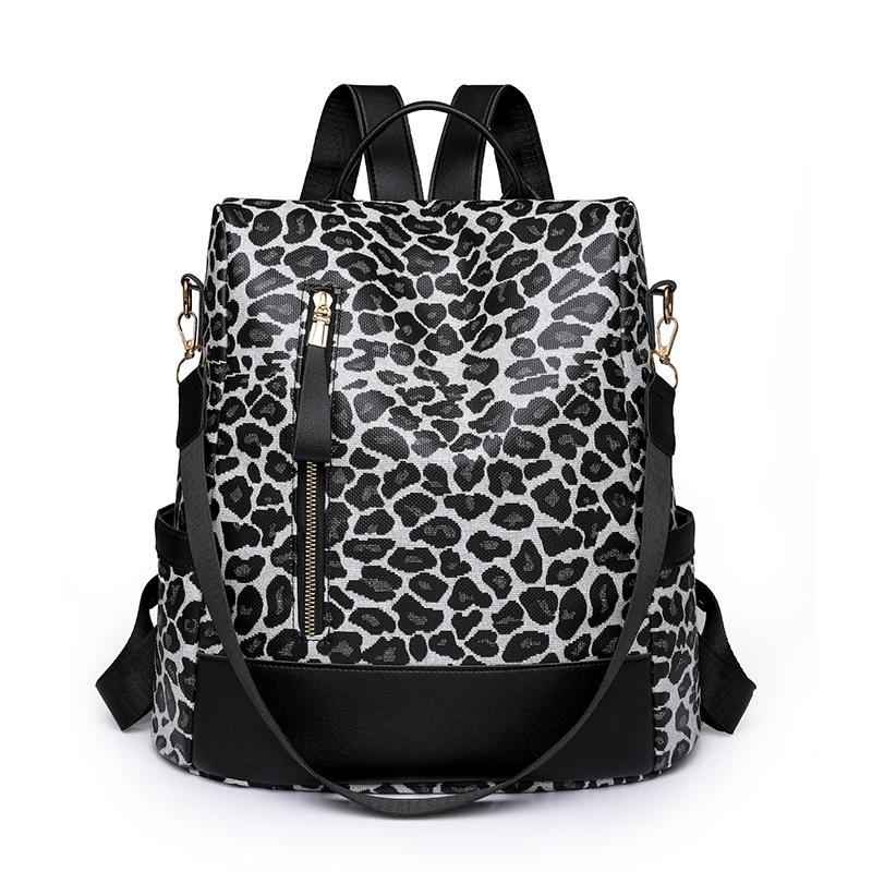Rucksack Damen Ledertasche Große Kapazität Leopardenmuster Student Schultasche Damen Reiserucksack