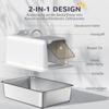 Stainless Steel Cat Litter Box with Removable Lid, Scoop, Filter Bags, for Larger Cats, White