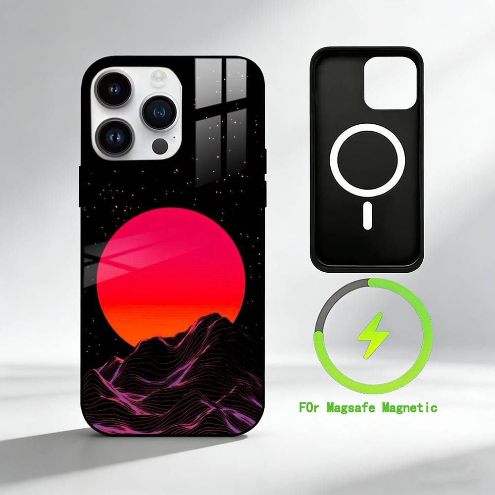 A-Ästhetisches Liniengefühl Handyhülle Für iPhone 17 16 15 14 13 12 Pro Max Plus für Spiegel Drahtlose Magnetische Abdeckung