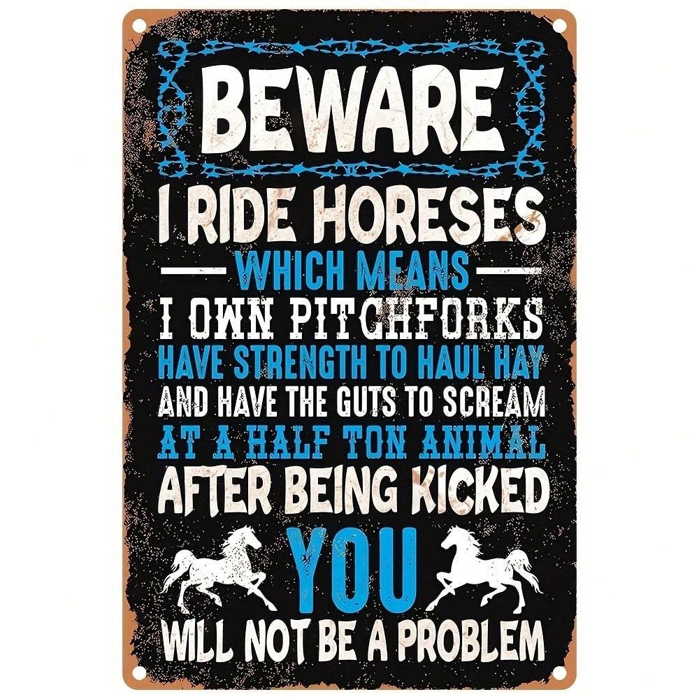 Vintage Western Cowboy Horse Metal Sign Retro Bar Cafe Wall Decor 20x20