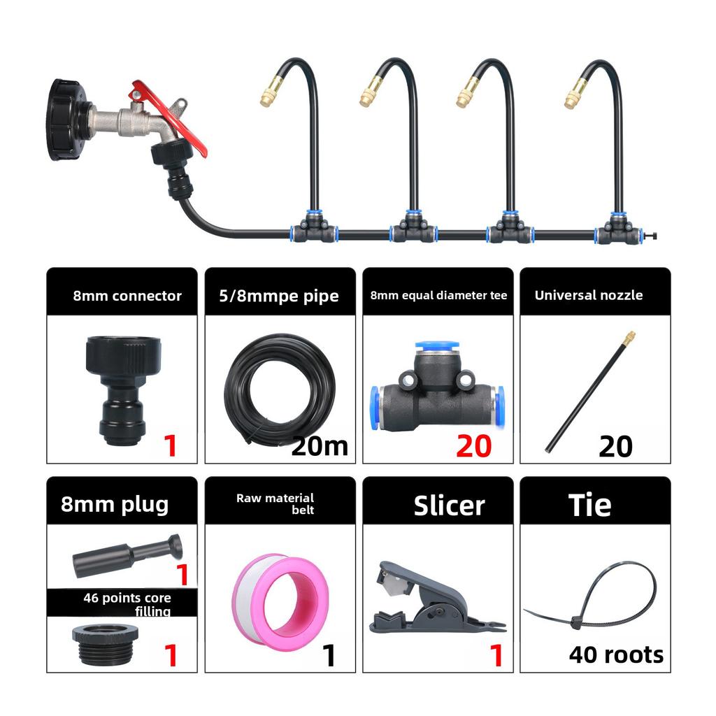 5-20M Universal Automatic Irrigation Sprinkler Kit Rotating Copper Nozzle Garden Balcony Atomization Sprinkler Watering Kits