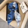 Long oblique corner scarf silk scarf high-end fashion versatile scarf streamer strap bag simulation silk Korean version scarf