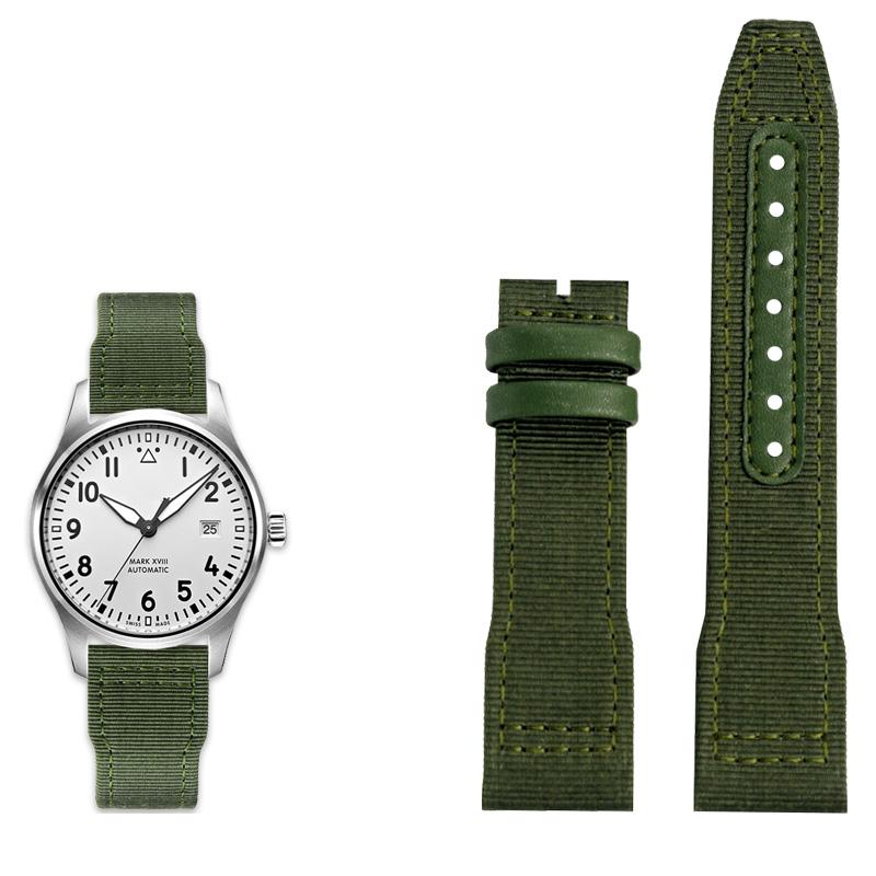 

Класичний 20/21/22 мм високоякісний ремінець для годинника з нейлонової телячої шкіри підходить для IWC Pilot SPITFIRE MARK18 Portofino TOP GUN IW389101Ремінець для годинника 21mm