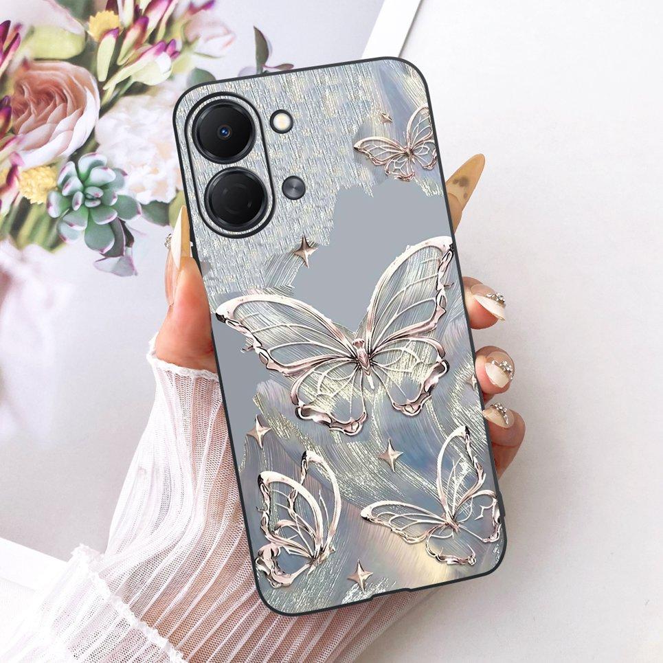 Flower Butterfly Luxury Girly Fashion Casing For Tecno Spark GO 3 GO3 KN3 Phone Case Soft Slim Matte Silicone TPU Back Cover