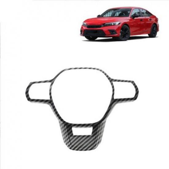 For Honda Civic 2022 11th Carbon Fiber Inner Steering Wheel Decor Cover Trim