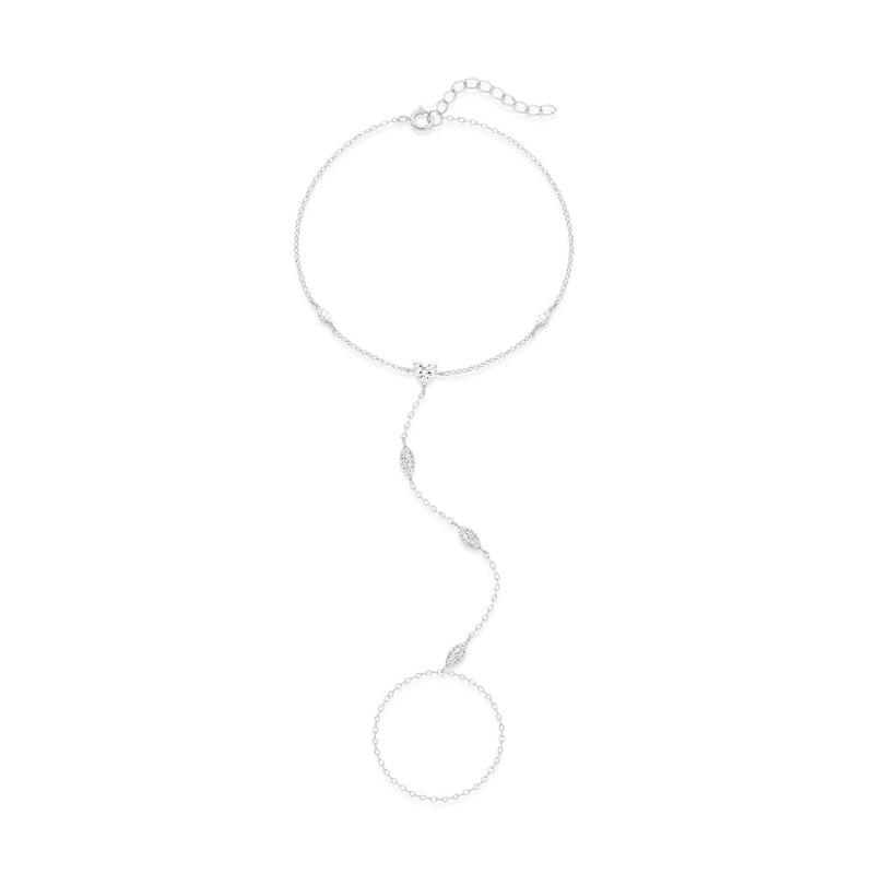 

925 Sterling Silver Diamond Devil s Eye Bracelet, Ring Chain, Personalized Ring Chain 925 sterling silver