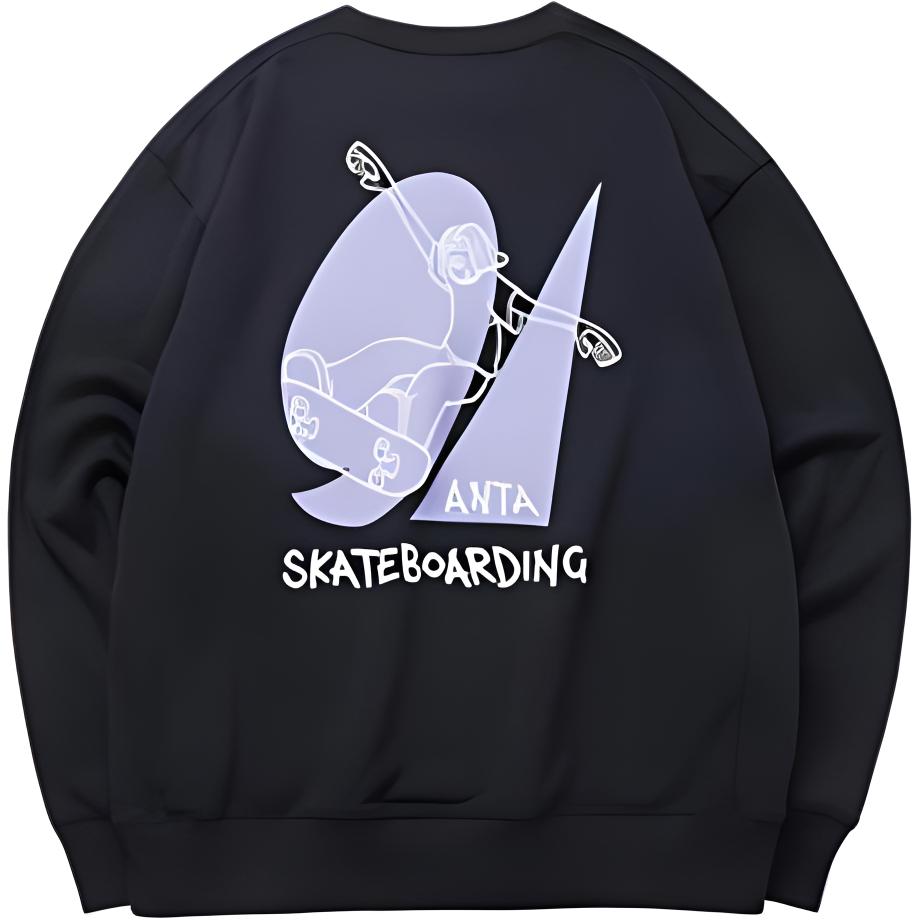 Anta Sweatshirts Unisex Black Crew Neck Moderate Regular 172218701R-2