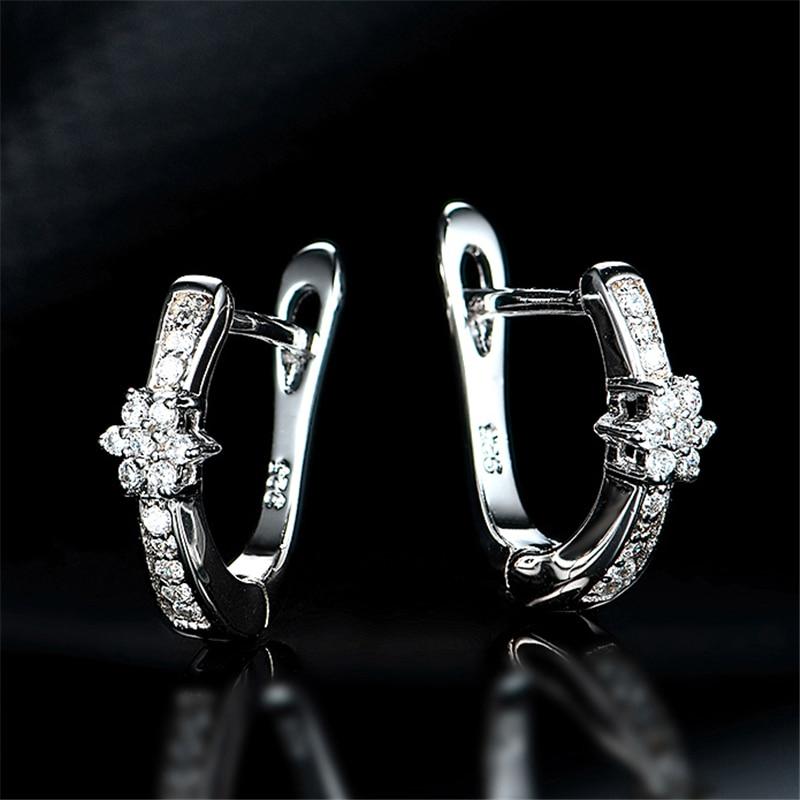 Wedding Jewelry Fashion Delicate Flower 925 Sterling Silver Clip Earrings For Women Girls Anniversary Gifts Fine Jewelry