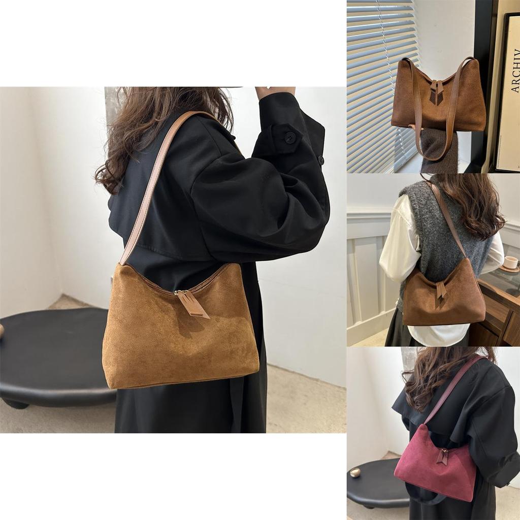 Stylish Large Capacity Tote Bag In Black Brown Red For Everyday Fashion Use