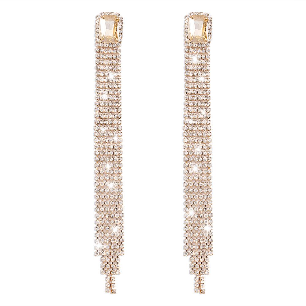 Korean Style Exaggerated Women Girls Shiny Rhinestone Earrings Luxury High Quality Big Crystal Ear Rings Decoration Lady Jewelry