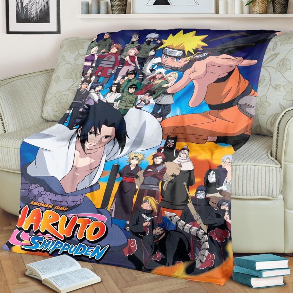 Anime-Naruto Print Blanket Warm Comfortable Flannel Blanket for Bedrooms, Sofas, Beds, Chairs, Picnics, Travel -LXR74