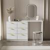 Dressing Table, Modern Vanity with Rotating Tabletop(180°), Makeup Table with 6 Drawers, White, (without Mirror and Stool)