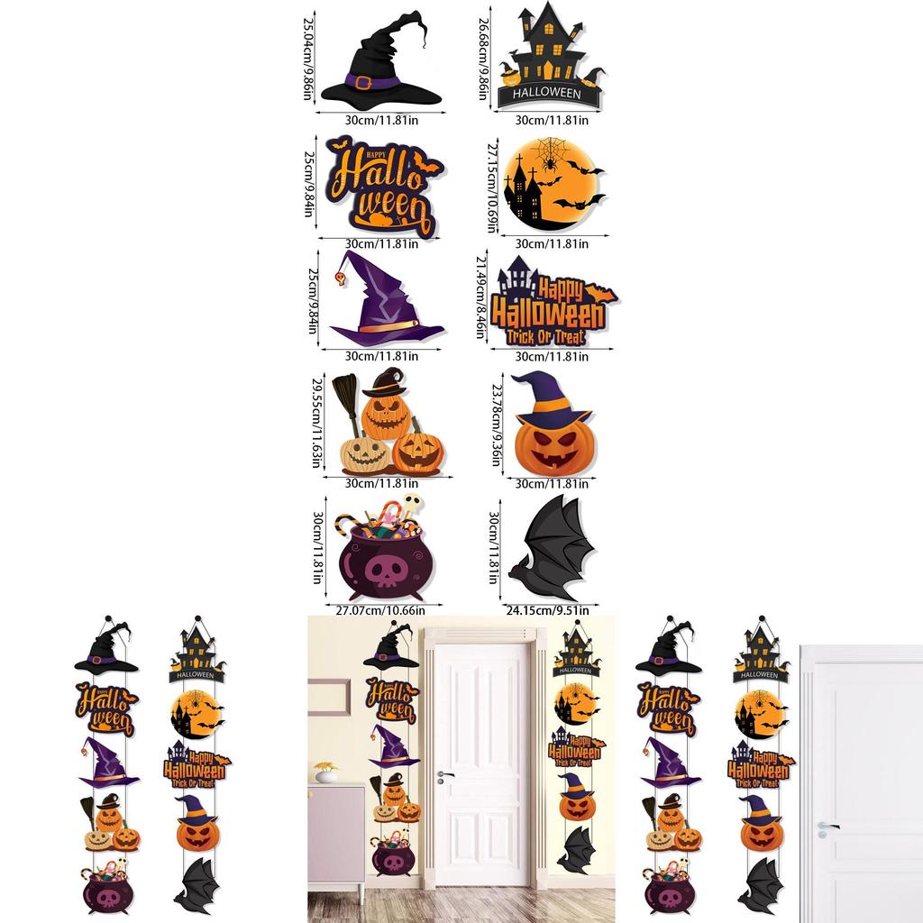 Halloween Scene Setter Door Hanging With Paper Pumpkin And Bat For Seasonal Festivities
