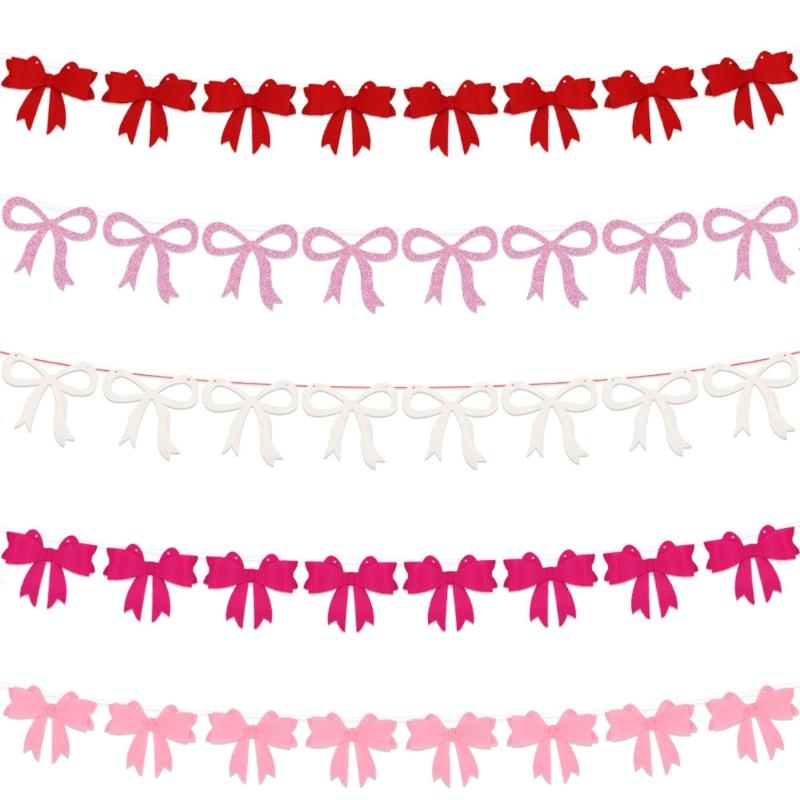 5Sets Colorful Bowknot Bunting Ornament Ceiling Hanging Decoration for Mother's Day Valentine's Day Holiday Decoration