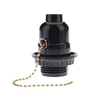 New with Pull Switch Bakelite E27 Bulb Base Half Teeth 250V Lamp Holder Black Plastic Bulb Lamp