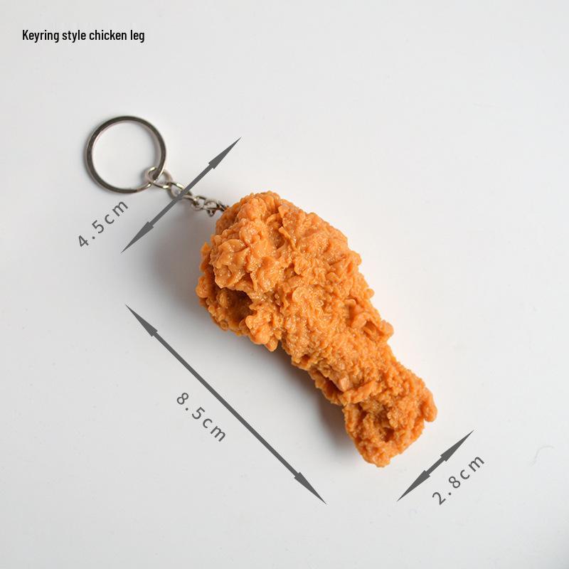 Simulated French Fries & Fried Chicken Keychain - Food Model Props and Toys