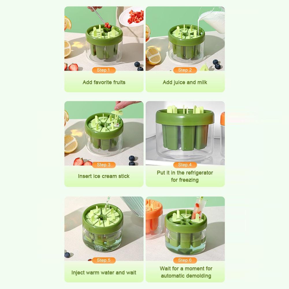 8 Hole Silicone Ice Cream Mold Reusable Ice Cream Stick Making Mould Easy to Release Popsicle Molds for Home Kitchen