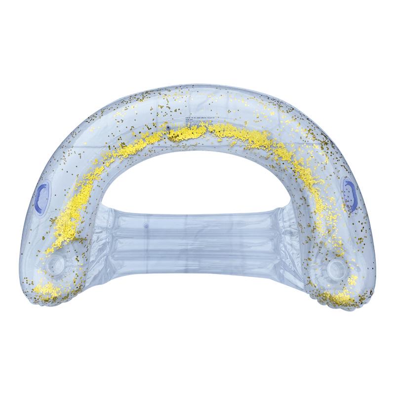 New U-shaped Sequin Inflatable Water Lounger with Backrest 141x100x30 cm