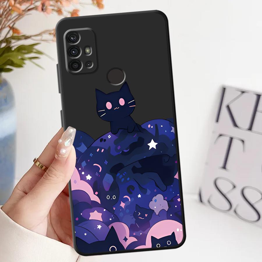 

Чехол для Motorola Moto G71 G53 G30 G50 G22 Edge40 G51 G73 G52 Edge 20 Pro 30 Lite G60s G32 Чехол для телефона Черный Кот Звездная Ночь Motorola Moto G60