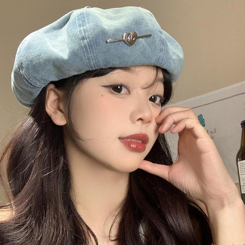 1Pieces Harajuku Retro Denim Berets Caps For Women Spring And Summer Travel Sunscreen Versatile Fashion Mountaineering Scarf