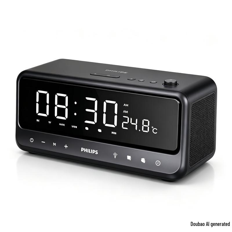 Philips TAS3609 Bluetooth Speaker with Alarm Clock and Mirror Display (CN Version)
