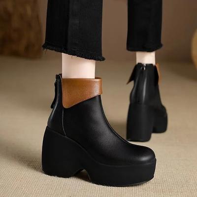 Fashion Color Matching Modern Boots Women 2024 High Quality Ladies Shoes Back Zip Women's Boots New Platform Ankle Boots Zapatos