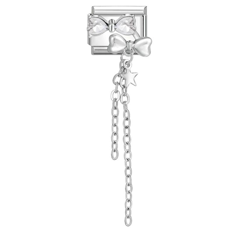 Y2K Romantic Heart Lock Bow Star Butterfly Chain Pendant Italian Charm Links Fit 9mm Stainless Steel Bracelet DIY Making Gift