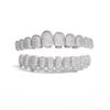 Hip-hopové grillz s 10 zuby pozlacené pravým zlatem s diamantovou mikro-pavé pro Halloween