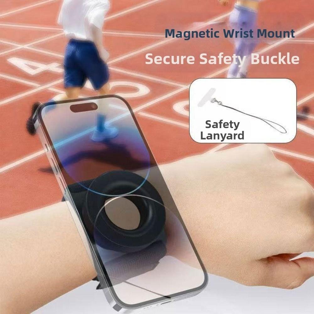Magnetic Suspension Running Phone Holder Portable 360° Rotatable Wrist Phone Stand for Magsafe Cell Phone Arm Wrist Band Outdoor