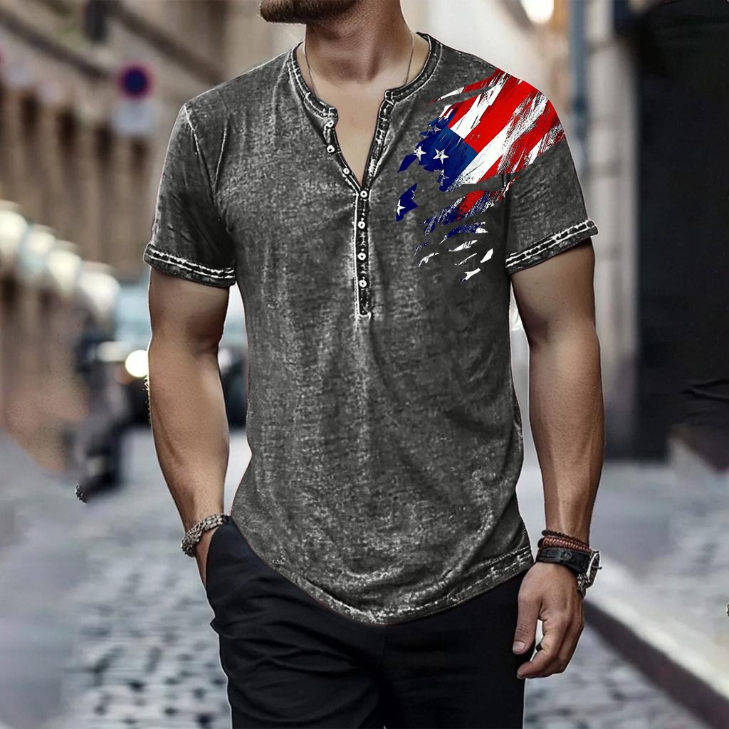 Men's Independence Day Printed Round-neck Short-sleeved T-shirt