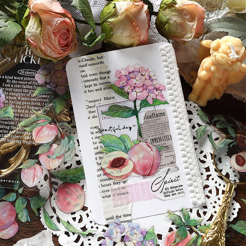 10 Stück INS Blumen Aufkleber Ästhetische dekorative Stick Etiketten Journaling Album Scrapbooking Collage Material Bastelbedarf