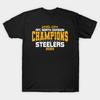 Men Black Print T-shirt Steelers Division Champs No-Cut Transfer Paper Print Cotton Tshirt