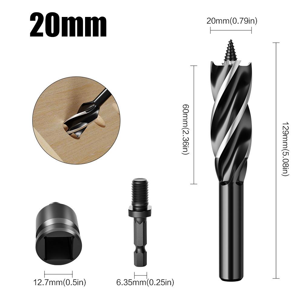 Hand Branch Drill, Hexagonal Shank Hole Opener, Four-slot Four-blade Woodworking Drill Set, Outdoor Manual Multi-purpose Drill
