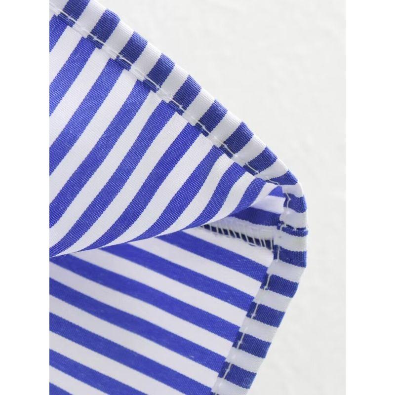 Kaslead New Arrival Women's Clothing Fashion Style Fashion Casual Easiest for Match Minimalist Striped Lace-up Shirt Vest