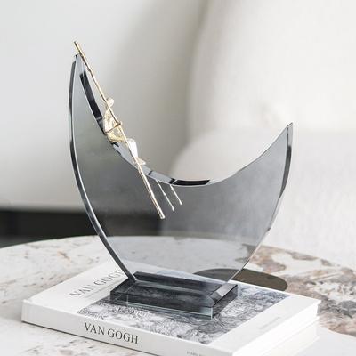 Severské kreativní křišťálové geometrické půlměsícové sochařské ozdoby do obývacího pokoje, ložnice, vstupní hotelové světlo, luxusní dekorace